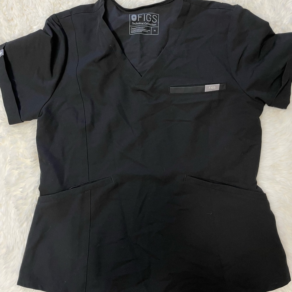 Figs scrubs black zinga slim fitted top